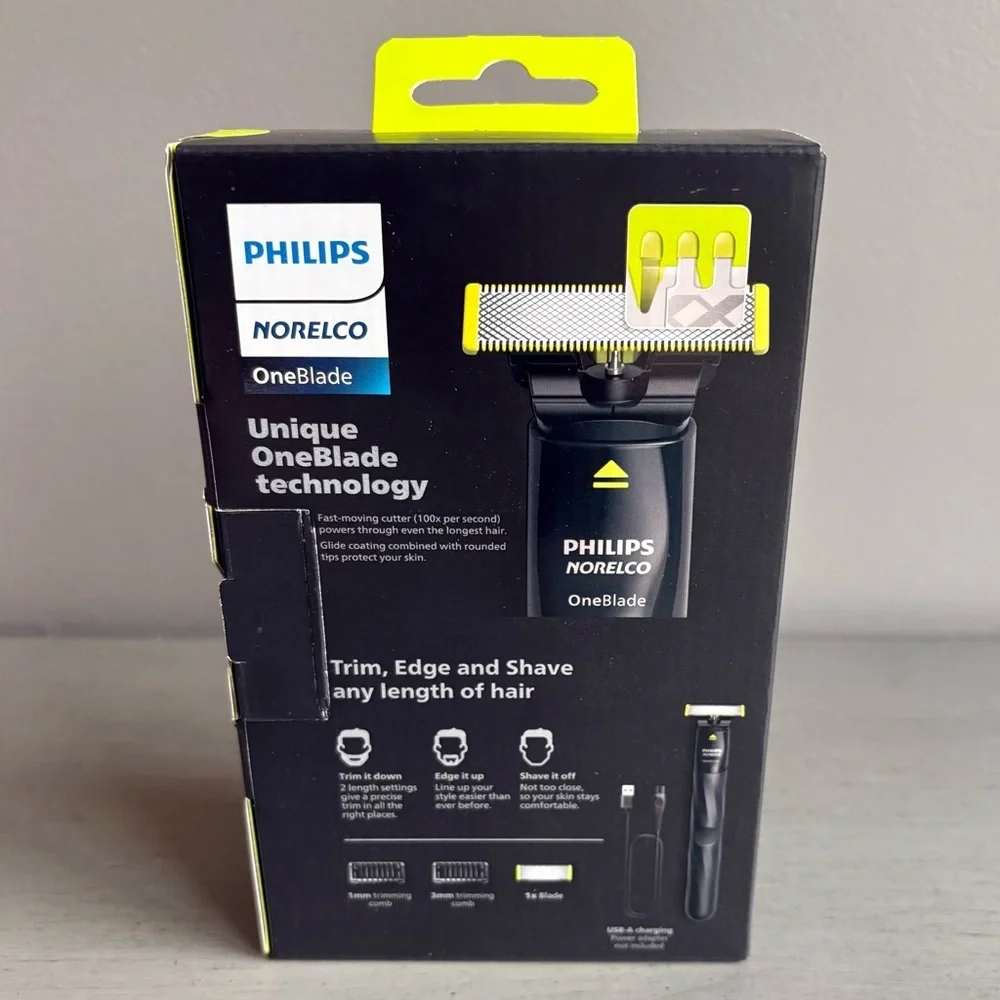 Philips Norelco OneBlade Razor - Trim, Edge & Shave - 1 Blade - 2 Combs Wet/Dry